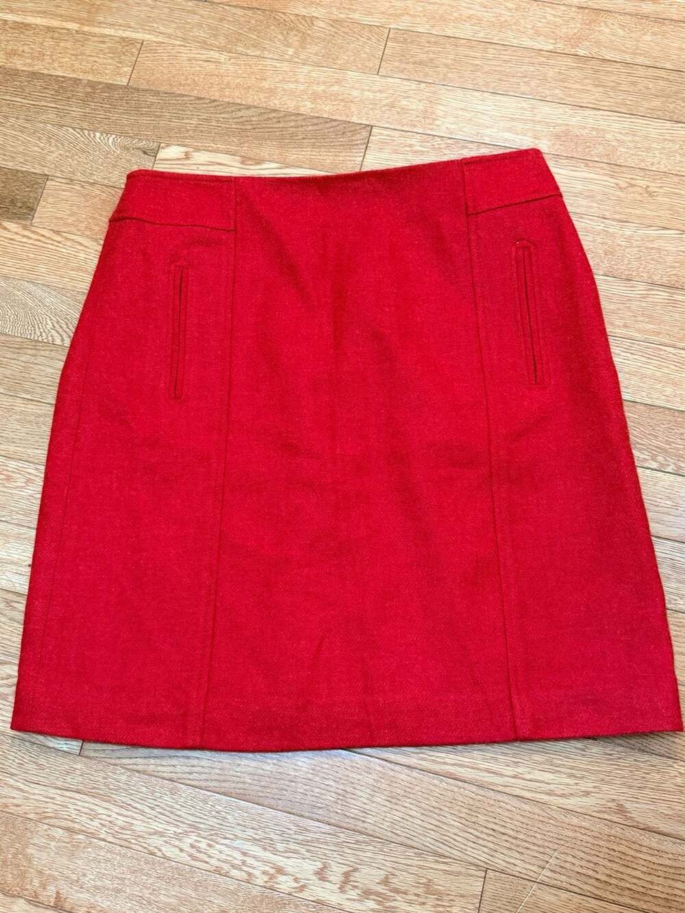Talbots Women's Red Wool Blend Straight Mini Skirt Size 8